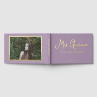 Elegant Modern Purple Gold Photo Quinceañera Guest Book