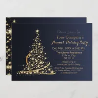 blue Gold Festive Corporate holiday party Invitation