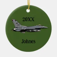 Christmas Military Plane  Ceramic Ornament