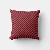 Thin Black and Red Diagonal Stripes Throw Pillow