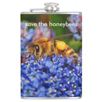 Save the Honeybees Pollinating California Lilac Flask