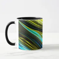 Blue and Gold Abstract Silk and Satin Rolls Mug