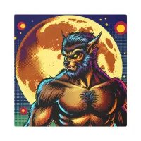 Comic Book Style Werewolf in Front of Full Moon Metal Print