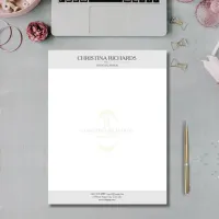 Monogram Grey Modern Elegant Business Letterhead
