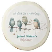 Whimsical Birds on Branches  Pastel Baby Shower Sugar Cookie