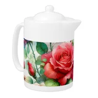 Whimsical Rose Pattern Teapot