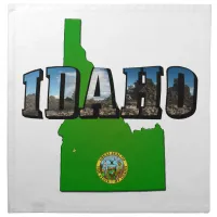 Idaho Map, Seal and Picture Text Napkin