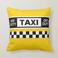 Taxi Driver New York Off Duty Yellow Black White Throw Pillow