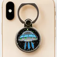 Extra Terrestrials in a Blue UFO Phone Ring Stand