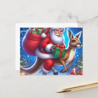 Funny Santa and Kangaroo Postcard