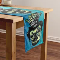 Elegant Puppy Pog Dog - Aqua Graphic Illustration Short Table Runner