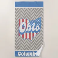 Ohio Gray Geometric Vintage Customizable Beach Towel