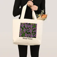 WI State Flower Wood Violet Mosaic Pattern Large Tote Bag