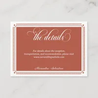 Terracotta Script Rustic Western Wedding Details Enclosure Card