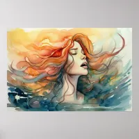 Mermaid singing on the surface poster