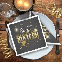 Moon and Stars Sweet 16 Gold/Blk ID788 Napkins