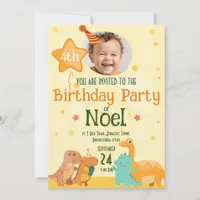 Charming Dinosaur with Custom Photo Invitation