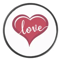 love in heart valentines hockey puck