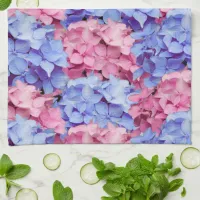 Heavenly Pink and Baby Blue Hydrangeas Kitchen Towel