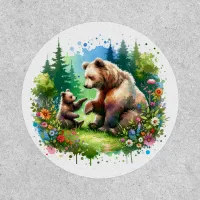 Cute Watercolor Bear and Cub Patch