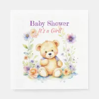 Teddy Bear and Flowers Girl's Baby Shower