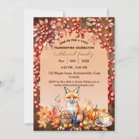 Cozy Autumn and fox Thanksgiving Invitation