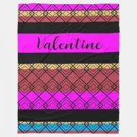 Elegant Stripes Pattern Romantic Boho Valentine Fleece Blanket