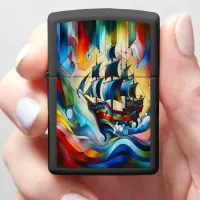 Pirate Ship in a Stormy Sea Zippo Lighter