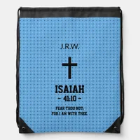 Blue Dotted Pattern Bible Chapter Verse Christian Drawstring Bag