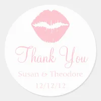 Pink Lips Thank You Classic Round Sticker