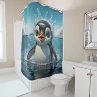 Penguin Wonderland bathroom  Shower Curtain