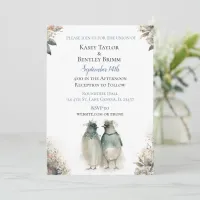 Sweet Watercolor Penguins Unique Wedding  Invitation