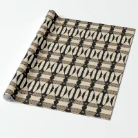 Ornamental Elegant Black & Beige Geometric Pattern Wrapping Paper