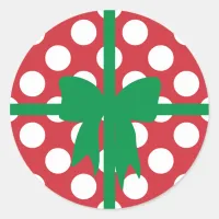 Red and White Polka Dot XMAS Classic Round Sticker