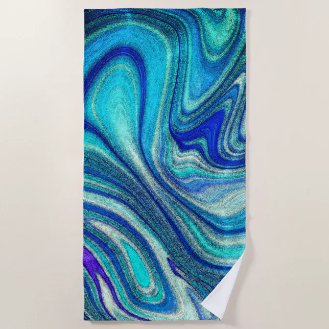 Elegant Aquamarine Paua Rainbow Shell Inspired Beach Towel