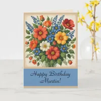 Vintage 1940s Flower Bouquet Folded Greeting Card