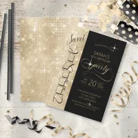 Glitter and Shine Sweet 16 Black/Gold ID675 Invitation