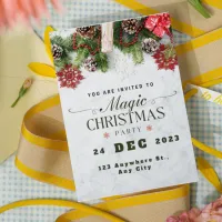 Green Beige White Christmas Party Invitation
