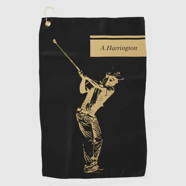 The golden golfer  golf towel