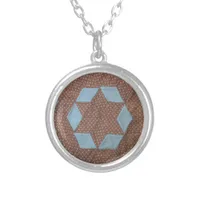 Quilt Pattern - Castle Silver Plated Necklace