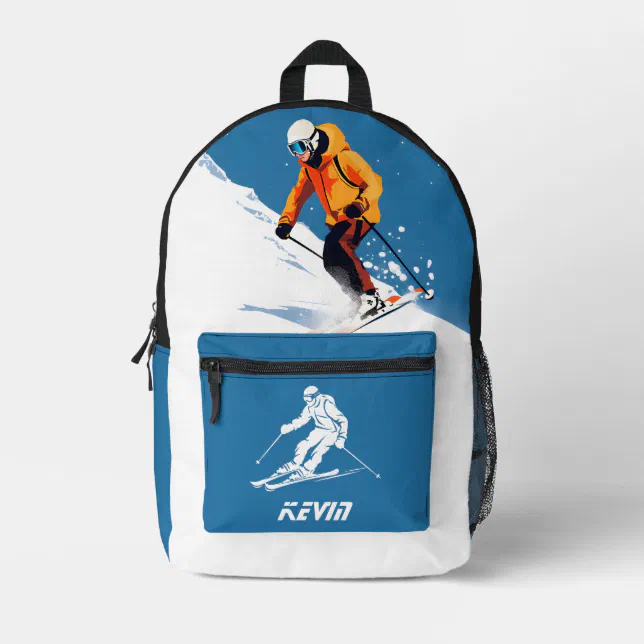 Blue Mountains Downhill Skiing Print Ski Backpack