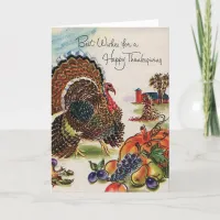 Vintage Turkey Happy Thanksgiving Holiday Card