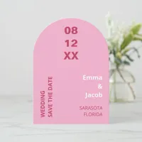 Magenta Pink White Wedding Save the Date