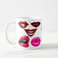 Funky Pop Art Pattern Sensual Lips 70s Artwork Coffee Mug