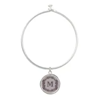 Elegant Purple and Silver Framed Monogram  Bangle Bracelet