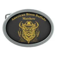 Cowboy Hat Golden Buffalo Art Belt Buckle