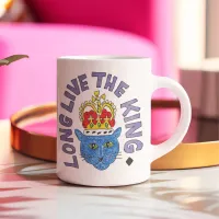 King cat pin badge Long live the King coffee mug