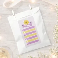 Yellow Purple Girly Floral Flower Blossom Hearts Favor Bag