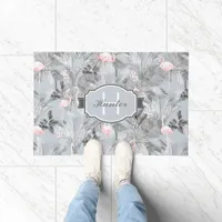 Flamingo Orchid Tropical Pattern Gray ID868 Doormat