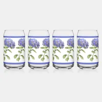 Blue Hydrangeas Floral Botanical Art Can Glass